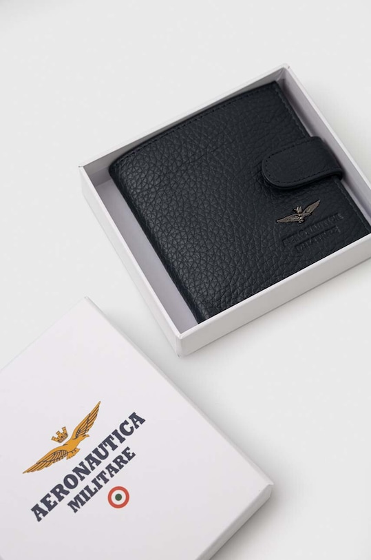 Kožená peňaženka Aeronautica Militare tmavomodrá AM184