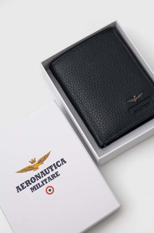 Шкіряний гаманець Aeronautica Militare темно-синій AM186