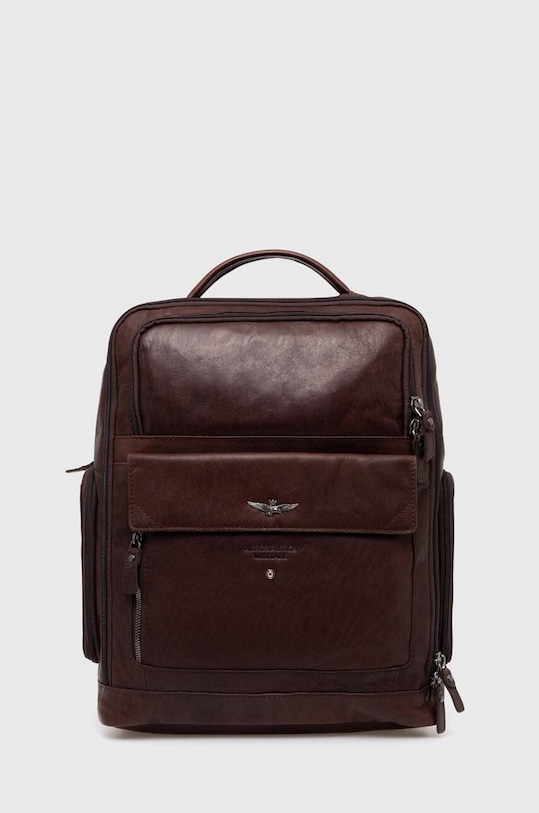 Aeronautica Militare ghiozdan de piele uni maro AM305