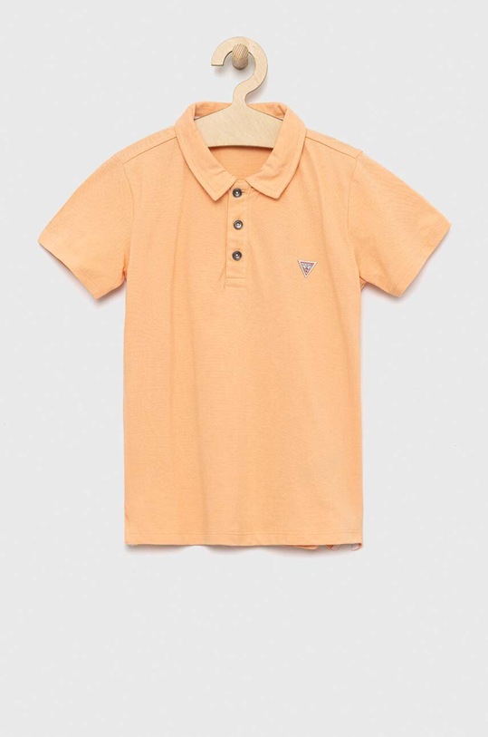 Детска памучна тениска с яка Guess памук оранжев L2GP02.KAPY0.PPYX
