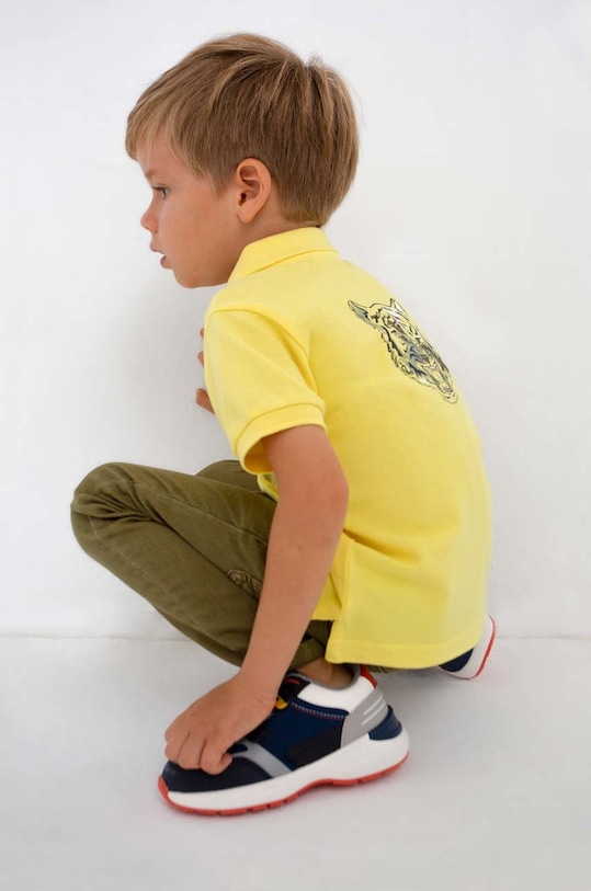 Детска памучна тениска с яка Mayoral 3154.5E.MINI жълт SS23