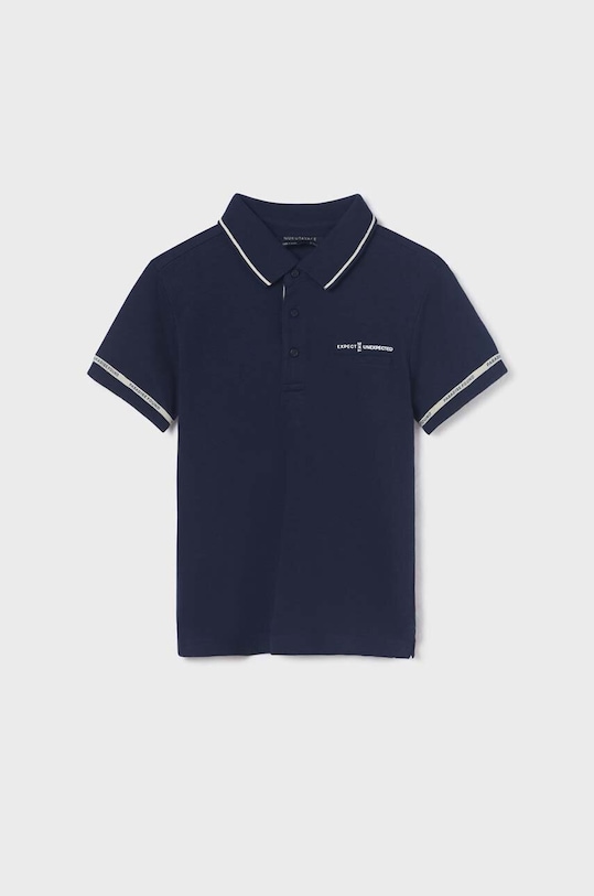 Mayoral polo bawełniane dziecięce nadruk granatowy 6102.7A.JUNIOR.B