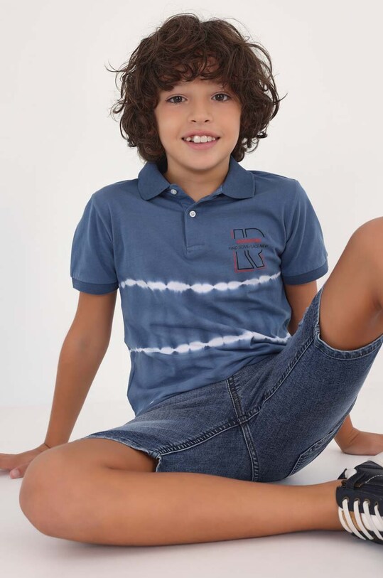 Mayoral polo bawełniane dziecięce nadruk niebieski 6109.7D.JUNIOR