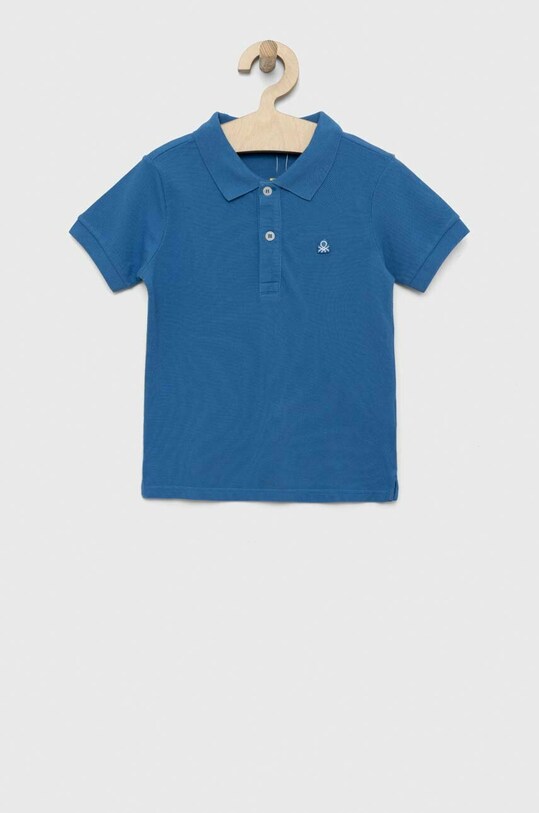 Pamučna polo majica United Colors of Benetton bez uzorka plava 3089G3008.P.SEASONAL