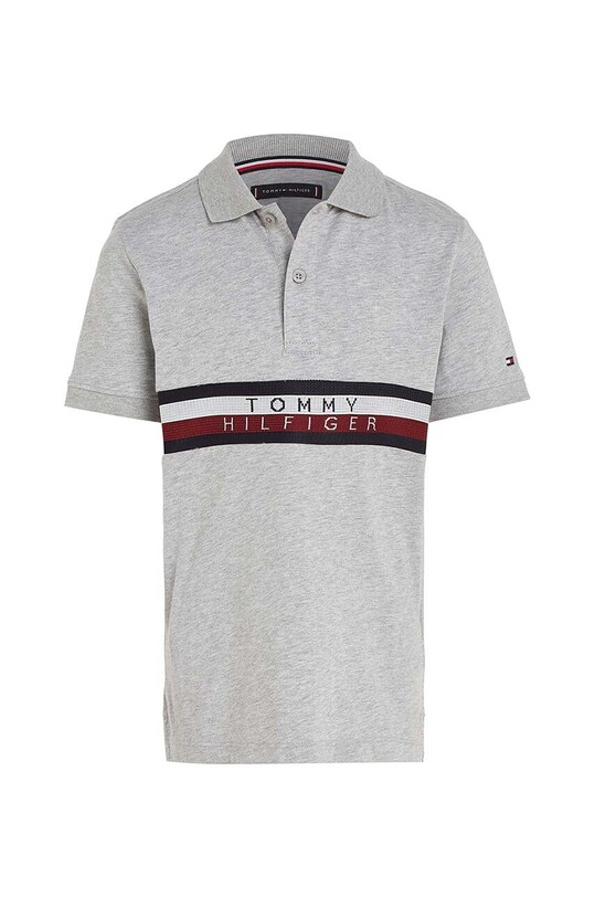 Παιδικά βαμβακερά μπλουζάκια πόλο Tommy Hilfiger KB0KB08157.PPYX γκρί SS23