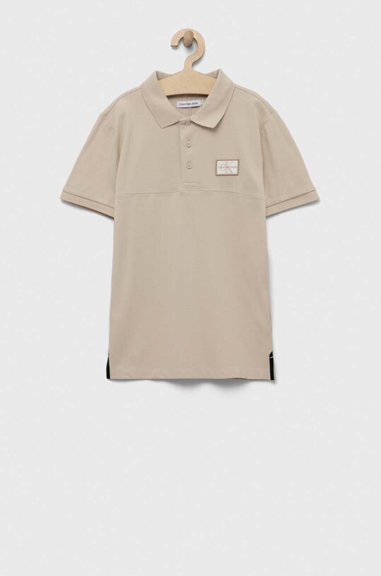 Calvin Klein Jeans polo dziecięce IB0IB01637.PPYX beżowy SS23