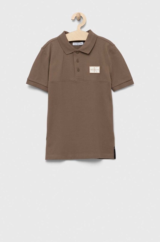 Calvin Klein Jeans polo dziecięce IB0IB01637.PPYX brązowy SS23