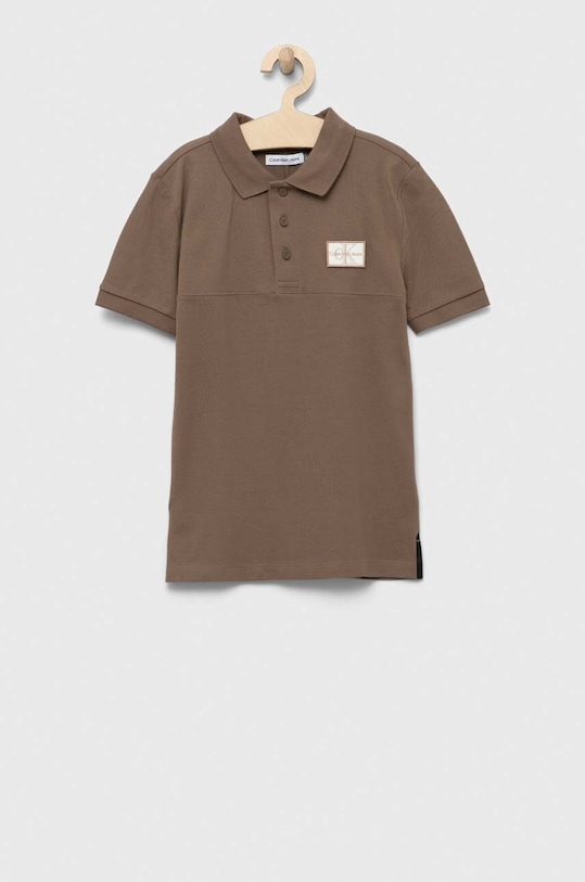 Calvin Klein Jeans polo dziecięce IB0IB01637.PPYX brązowy SS23