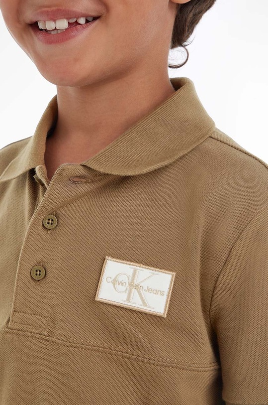Calvin Klein Jeans polo dziecięce IB0IB01637.PPYX brązowy