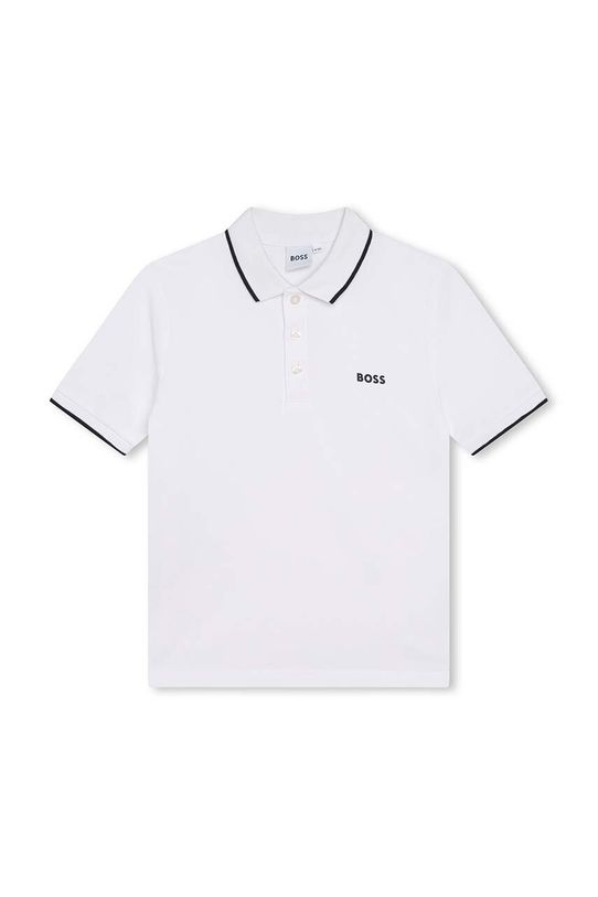 BOSS polo bawełniane dziecięce nadruk biały J25P26.162.174
