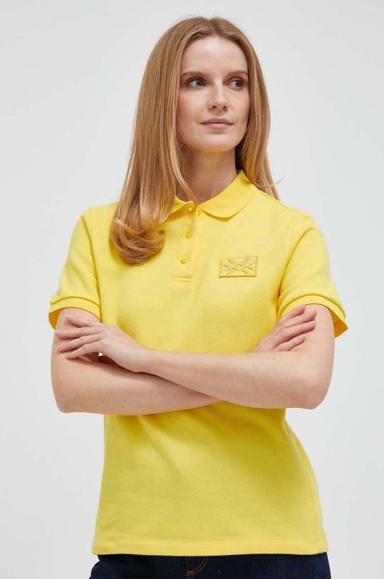 Bavlněné polo tričko United Colors of Benetton nášivka žlutá 3NKHD300A.35R