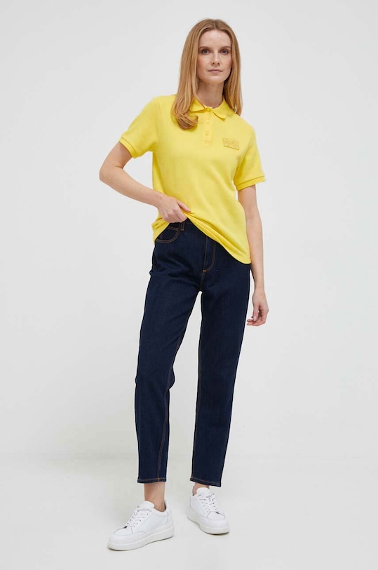 Bavlněné polo tričko United Colors of Benetton 3NKHD300A.35R žlutá SS23