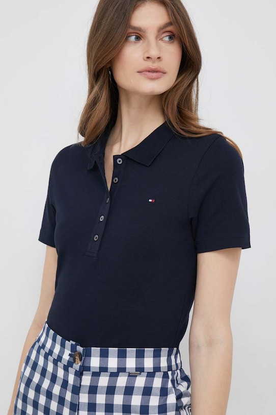 Polo tričko Tommy Hilfiger hladký námořnická modř WW0WW37823.PPYX