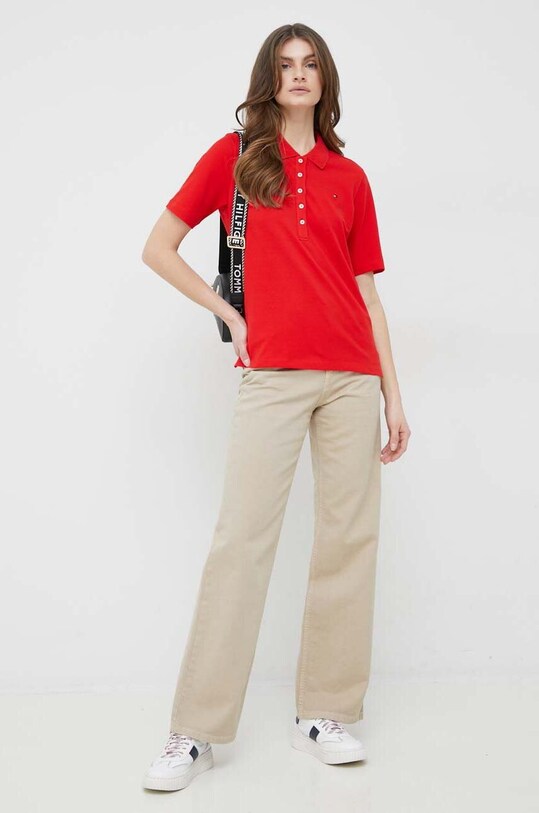 Πόλο Tommy Hilfiger WW0WW37820.PPYX κόκκινο SS24