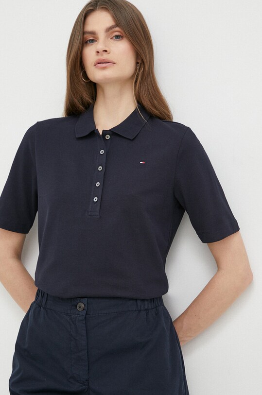 Πόλο Tommy Hilfiger με ελαστάν σκούρο μπλε WW0WW37820.PPYX