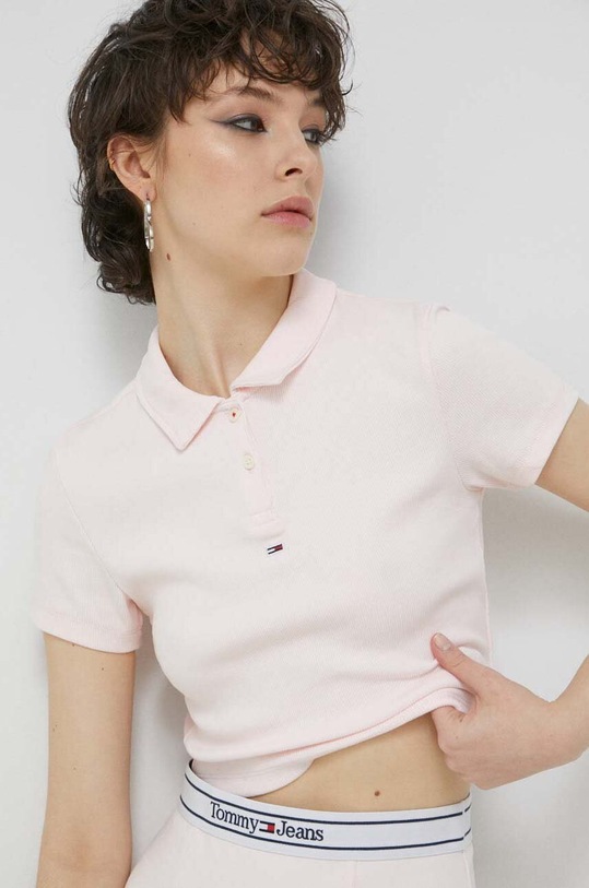Tommy Jeans tricou polo regular roz DW0DW15323.PPYX