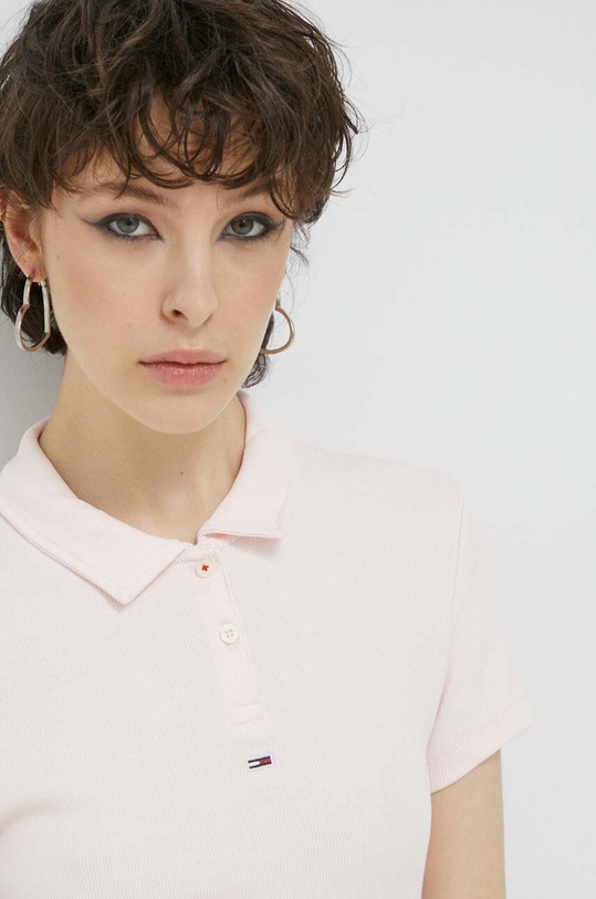 Tommy Jeans tricou polo roz DW0DW15323.PPYX