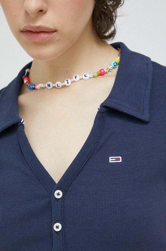 Tommy Jeans tricou polo DW0DW15322.PPYX bleumarin