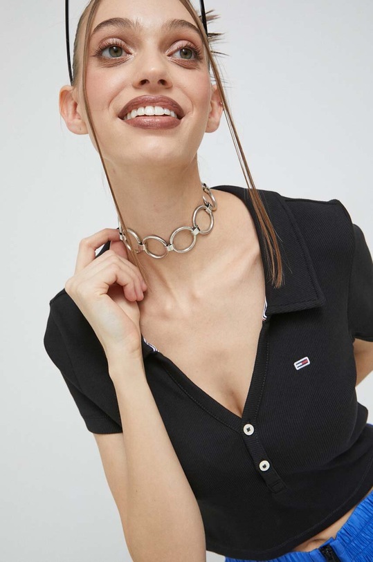 Πόλο Tommy Jeans μαύρο DW0DW15322.PPYX