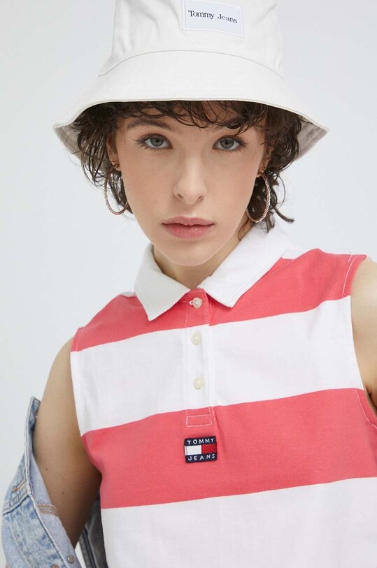 Pamučni top Tommy Jeans roza DW0DW15325.PPYX