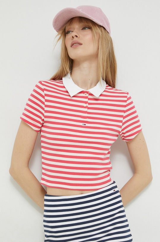 Tommy Jeans tricou polo roz DW0DW15324.PPYX
