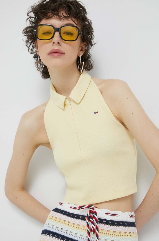 Top Tommy Jeans slim žlutá DW0DW15329.PPYX