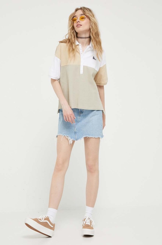 Βαμβακερό μπλουζάκι πόλο Converse 10024962.A02 μπεζ SS23
