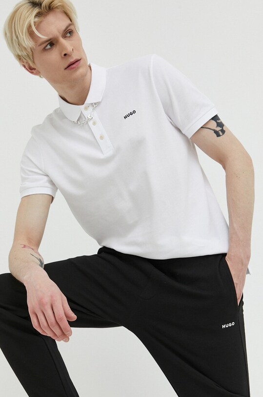 Хлопковое поло HUGO хлопок белый 50466182