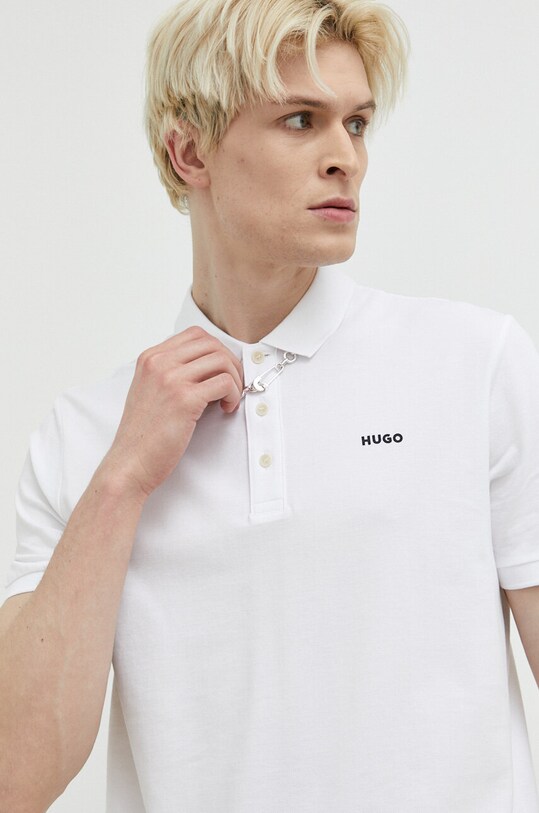 Хлопковое поло HUGO 50466182 белый