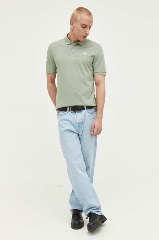 HUGO polo bawełniane 50466182 zielony SS25