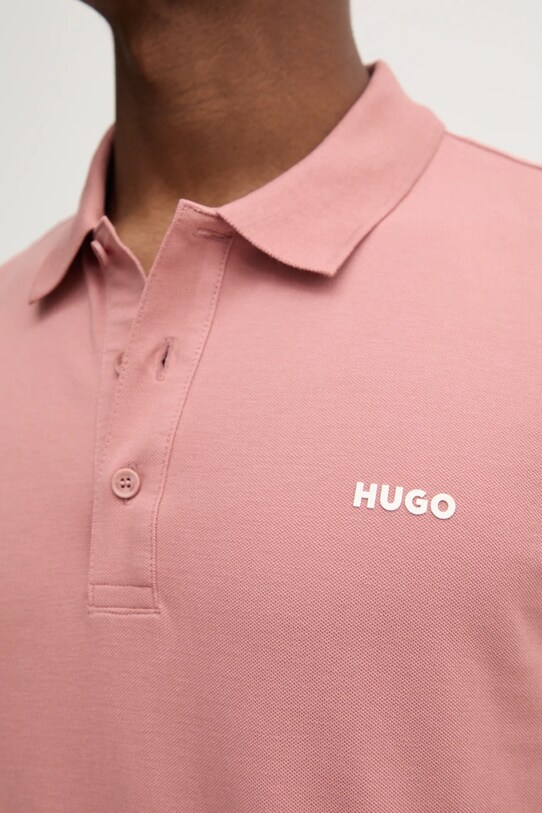 Bavlnené polo tričko HUGO 50466182 ružová