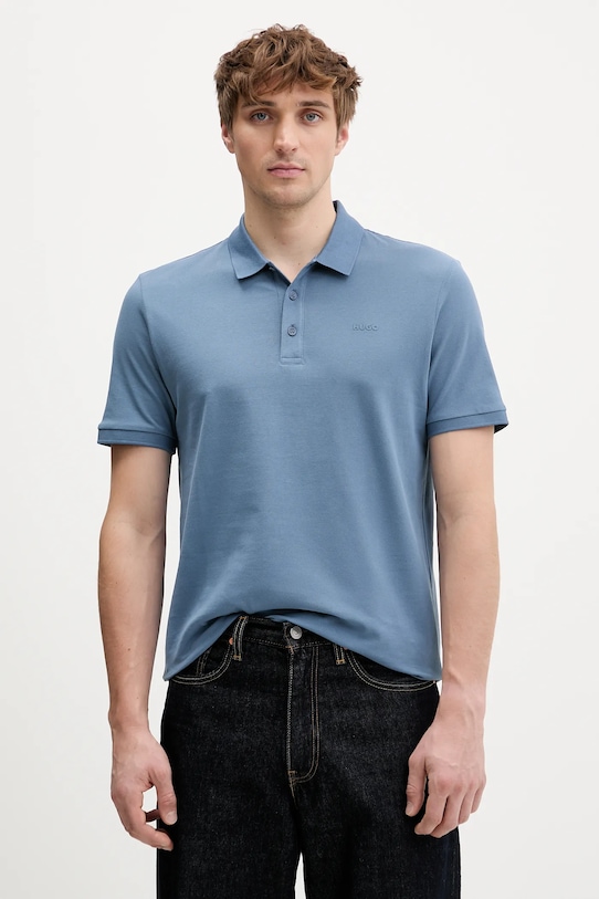 Хлопковое поло HUGO Donos222 хлопок голубой 50466182