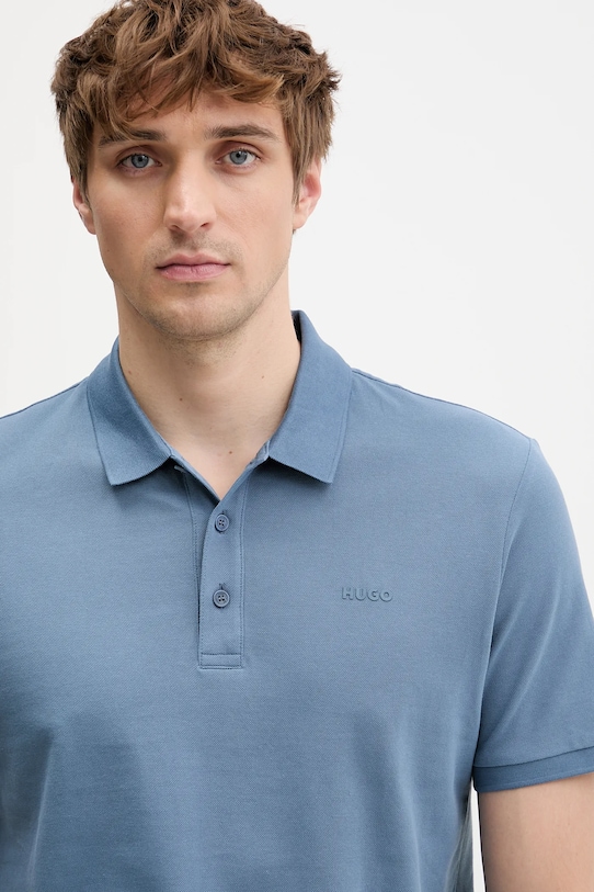 Хлопковое поло HUGO Donos222 голубой 50466182