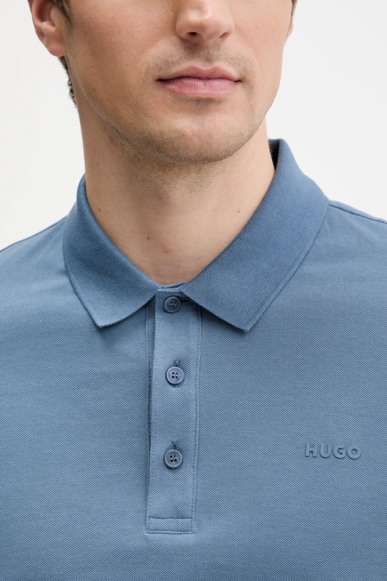 Хлопковое поло HUGO Donos222 50466182 голубой