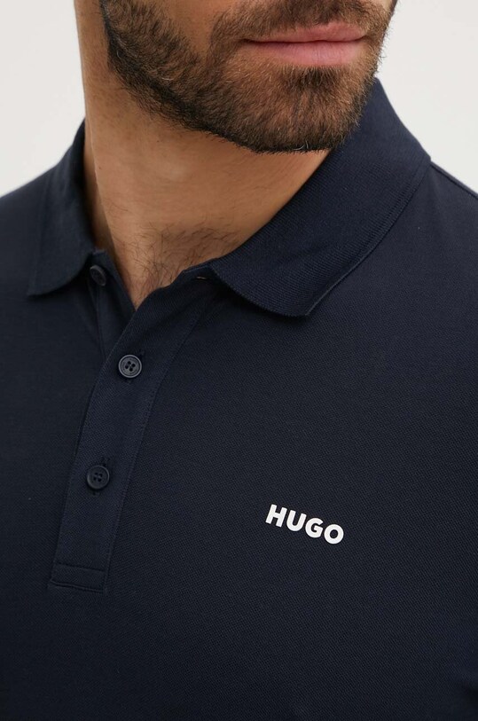 Βαμβακερό μπλουζάκι πόλο HUGO σκούρο μπλε 50466182