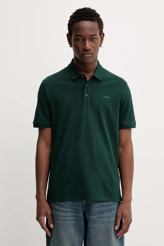 Bavlnené polo tričko HUGO jednofarebný zelená 50466182