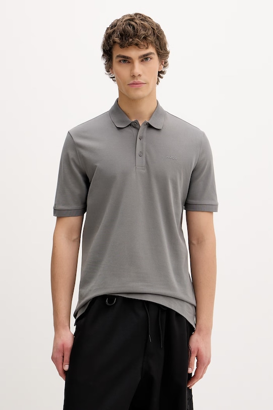HUGO polo bawełniane Donos222 bawełna szary 50466182