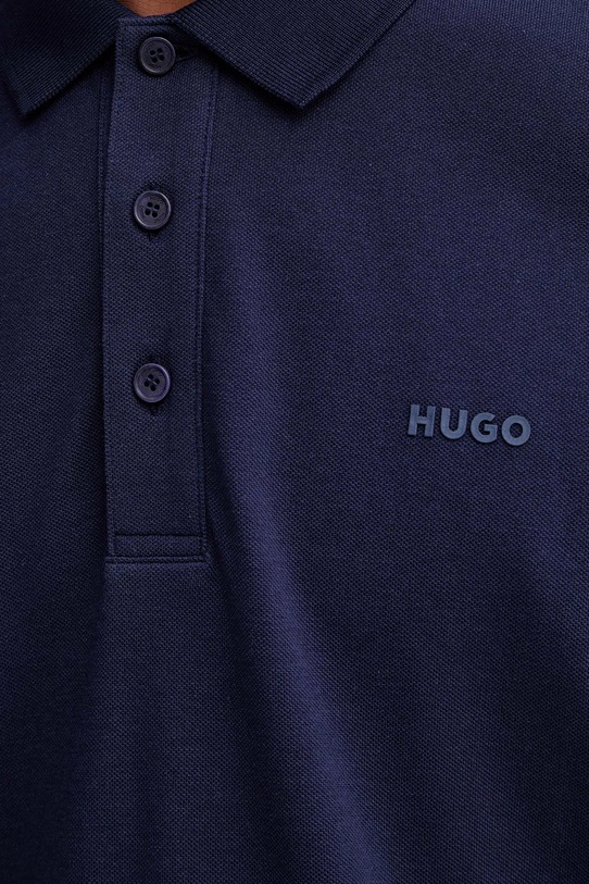 Βαμβακερό μπλουζάκι πόλο HUGO 50466182 μπλε