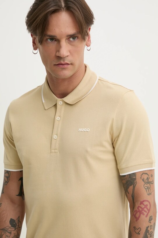 HUGO polo Dinoso222 beżowy 50467344