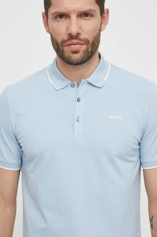 HUGO polo z elastanem niebieski 50467344
