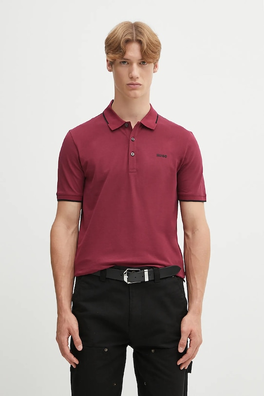 HUGO polo z elastanem bordowy 50467344