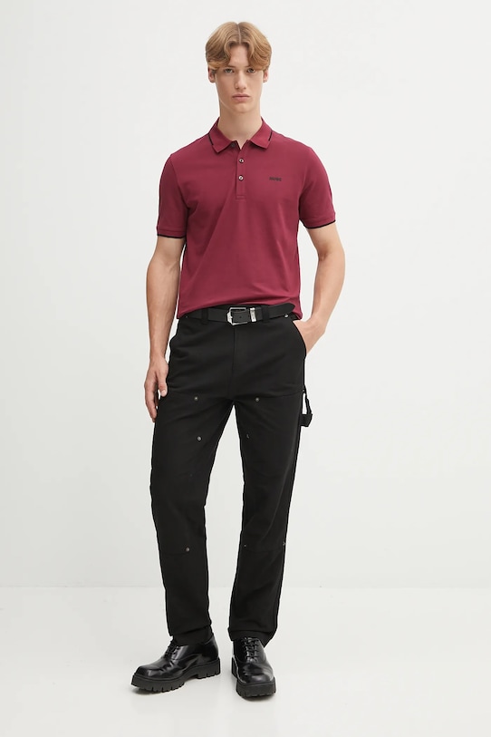 HUGO polo 50467344 bordowy AW25