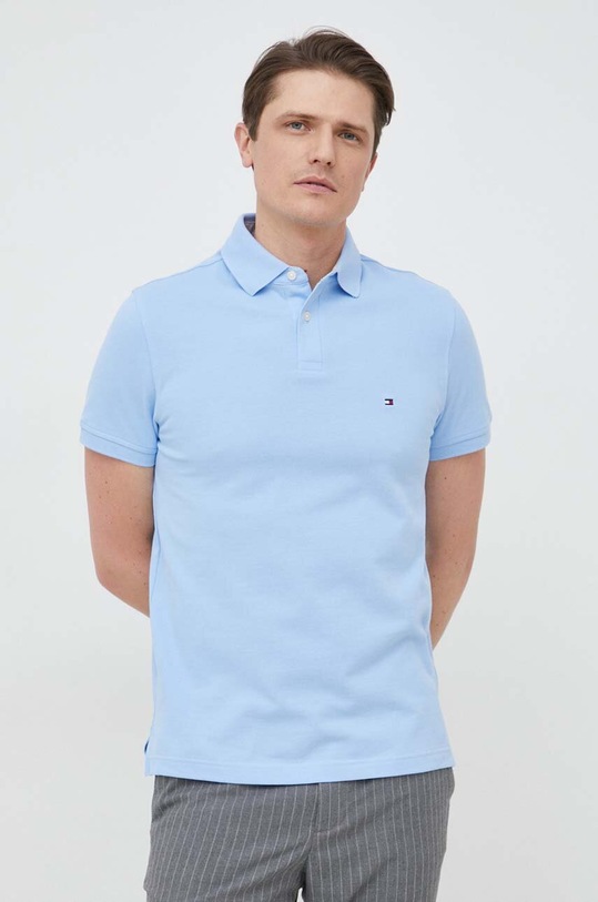 Tommy Hilfiger polo z elastanem turkusowy MW0MW17770.PPYX