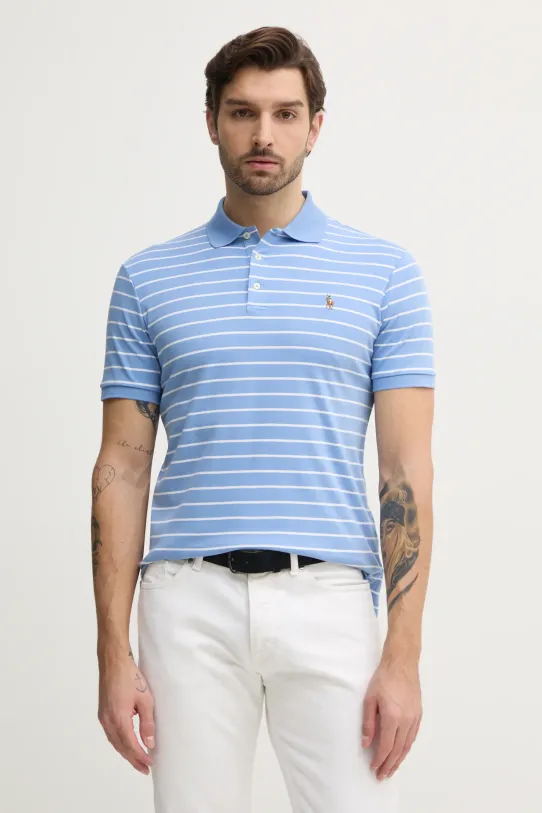 Bavlněné polo tričko Polo Ralph Lauren slim modrá 710870545