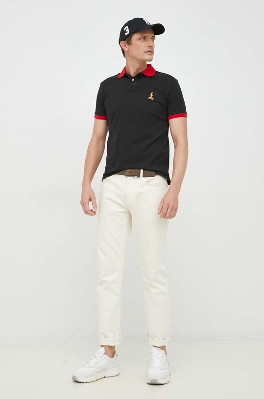 Bombažen polo Polo Ralph Lauren 710913593 črna SS23