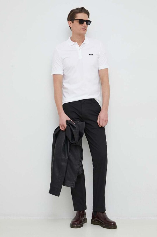 Тениска с яка Calvin Klein K10K111196.PPYX бял AA00