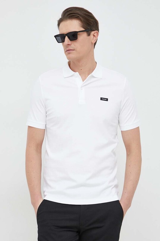 Тениска с яка Calvin Klein бял K10K111196.PPYX