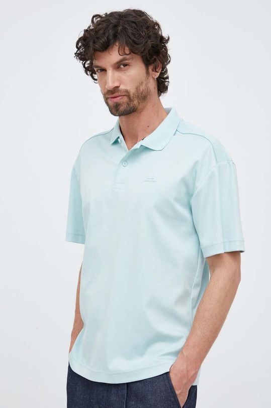 Odzież Calvin Klein polo bawełniane K10K111195.PPYX turkusowy