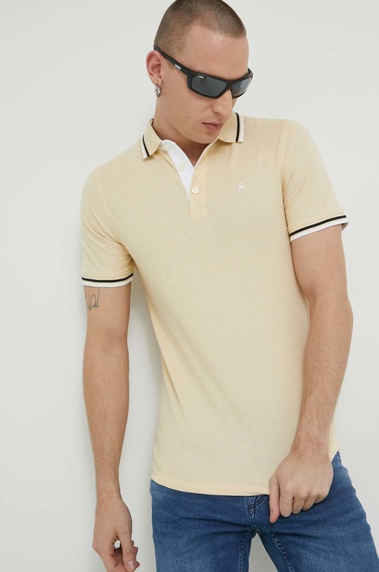 Jack & Jones polo bawełniane JJEPAULOS bawełna żółty 12136668.