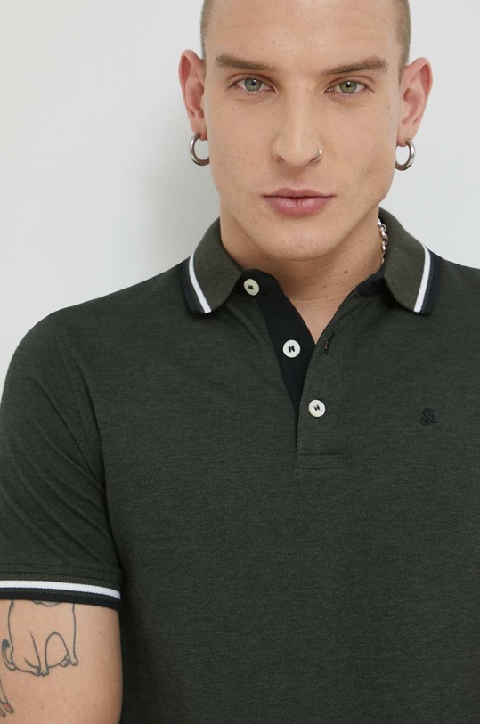 Jack & Jones polo bawełniane JJEPAULOS bawełna zielony 12136668.